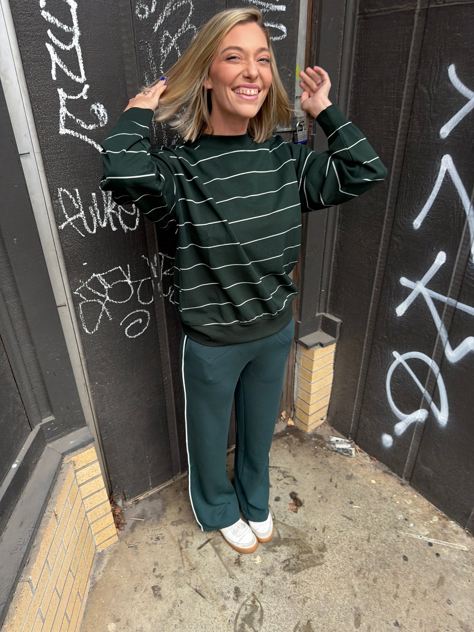 OYG matching set styled as a complete outfit